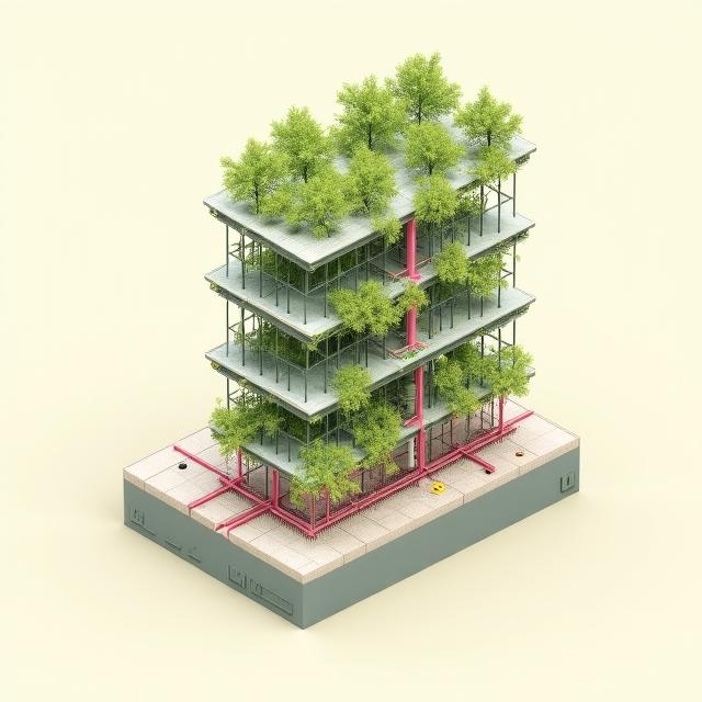 Schéma technique annoté d'un système de sylviculture urbaine